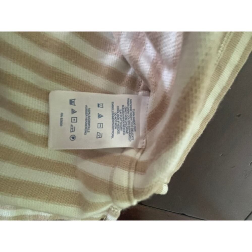 Lands' End Girl's14-16 Cream Tan Stripe Snowflake Sequin Cotton Top EUC - Picture 5 of 7